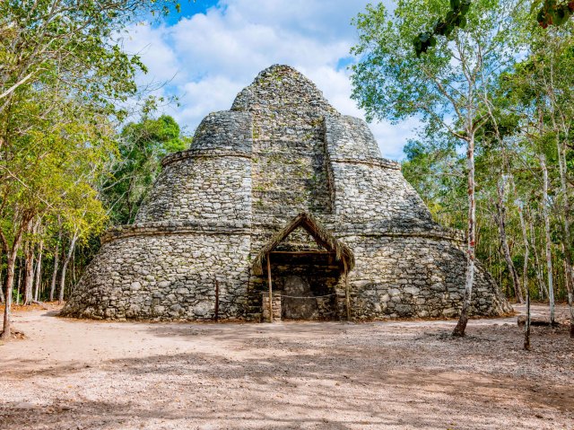 Ruins of Mayan pyramid in Mexico