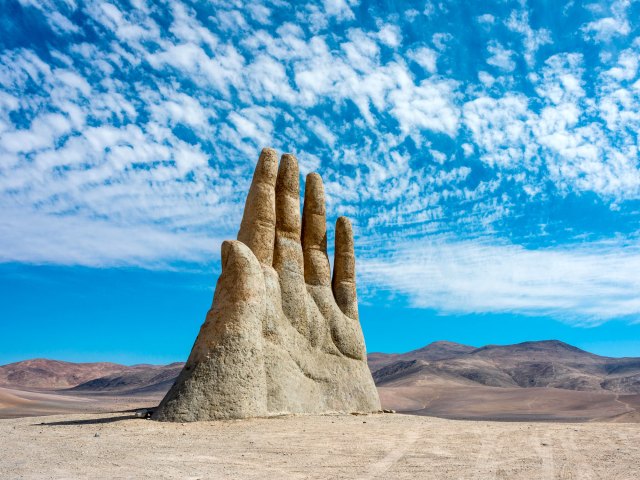 Image of Hand of the Desert statue in the Atacama Desert of Chile