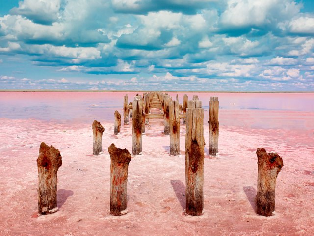 Pink waters of Australia's Lake Hillier