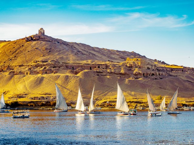 Sailboats on the Nile River in Africa