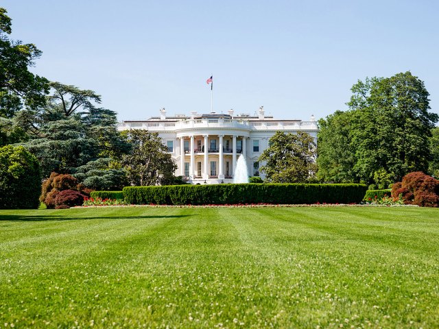 View of White House and front lawn in Washington, D.C.