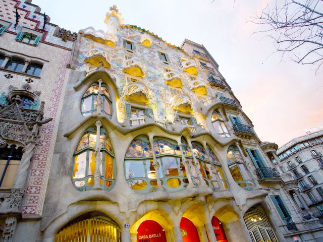 Unusual facade of Casa Batlló in Barcelona, Spain