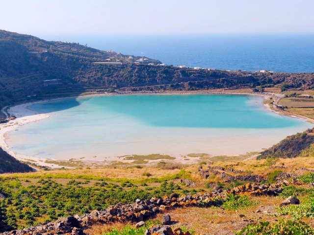 Lake on the Italian island of Pantelleria, seen from above