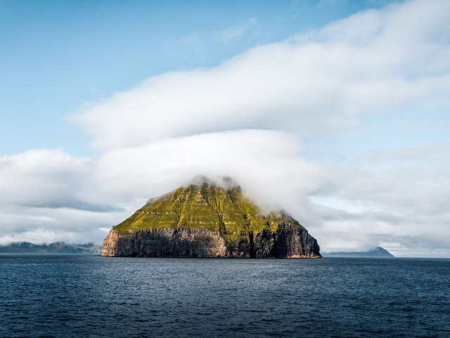 Cloud forming over Litla Dímun in the Faroe Islands