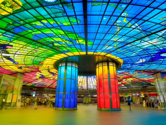 Colorful Dome of Light above the Formosa Boulevard Station in Kaohsiung, Taiwan
