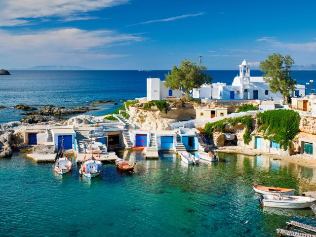 White washed homes on the Greek island of Milos