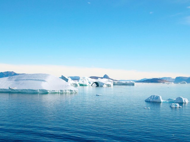Icebergs off the coast of Greenland's Coffee Club Island