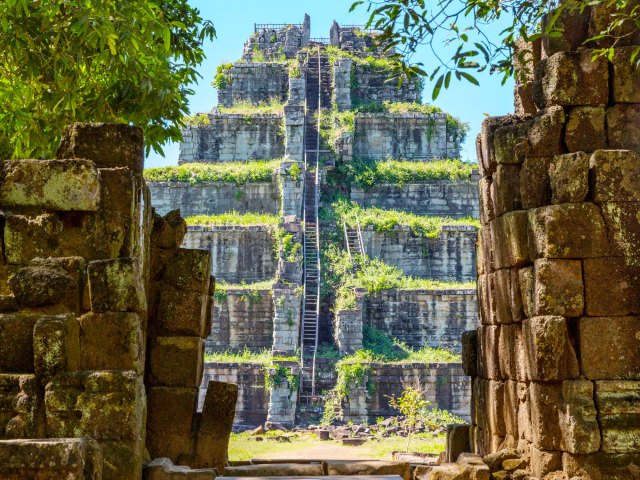 Temple complex of Koh Ker in the Cambodian jungle