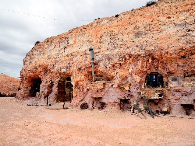 Homes built into sandstone rock in Coober Pedy, Australia