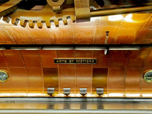 Interior of Station Arts et Métiers in Paris, France