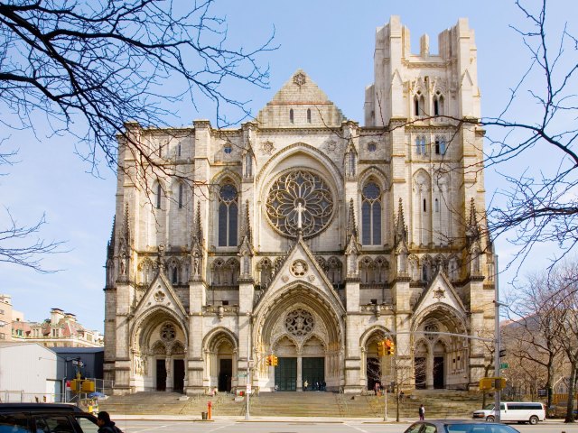 Facade of Cathedral of St. John the Divine in New York City