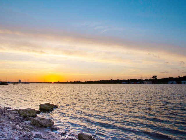 Sunset over a lake in Texas