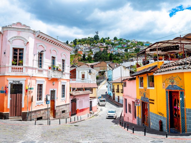 Colorful buildings in Quito, Ecuador