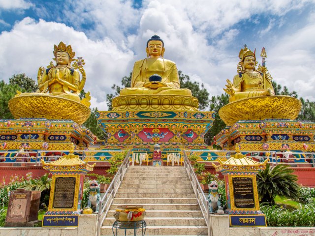 Golden Buddhist statues in Kathmandu, Nepal