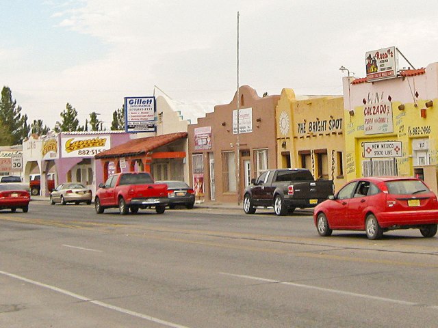 Main street of Anthony, New Mexico, the self-proclaimed "Leap Year Capital of the World"