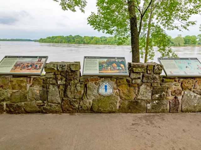 Signs commemorating the Trail of Tears National Historic Trail