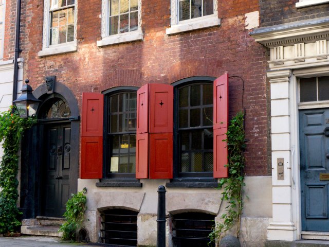 Red-brick exterior of the Dennis Severs House in London