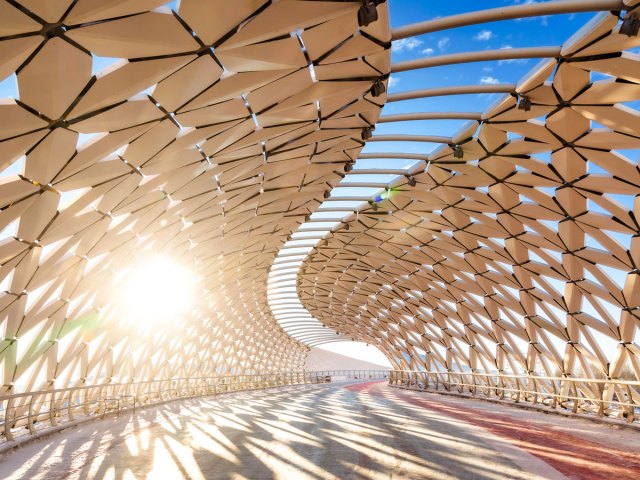 Interior of Atyrau Bridge in Astana, Kazakhstan