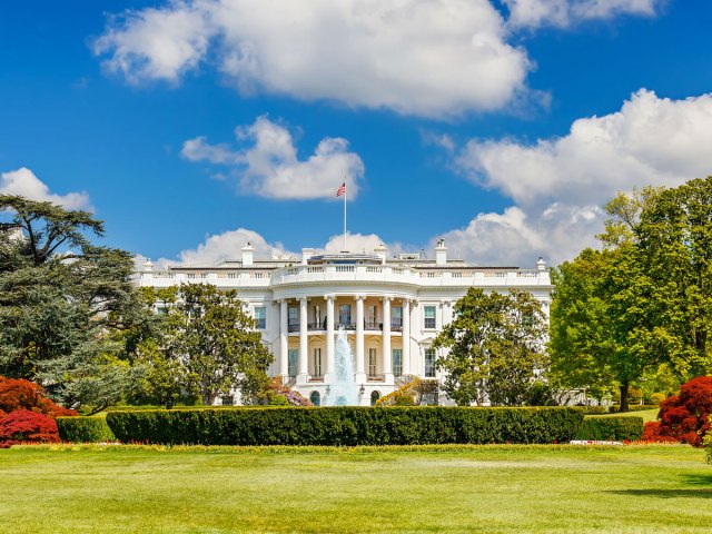Image of the White House across the White House Lawn in Washington, D.C.