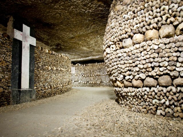 Remains inside Catacombs of Paris