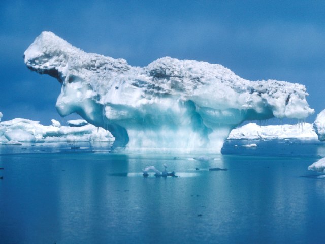 Giant icebergs off the coast of Alaska