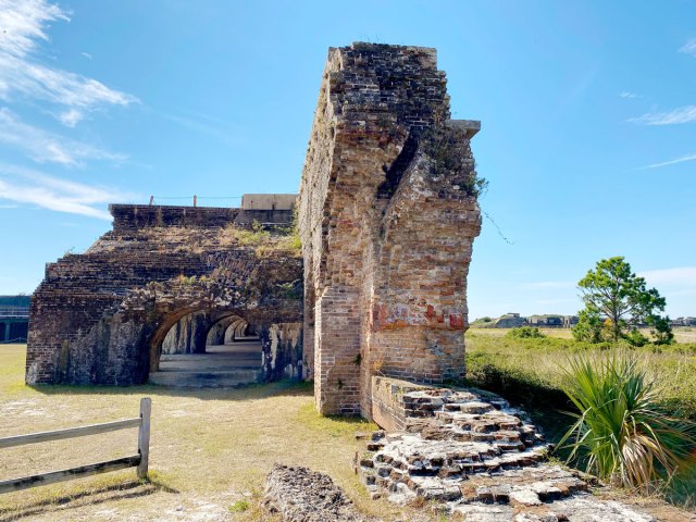 Ruins of stone structure at the Gulf Islands National Seashore in Mississippi
