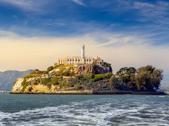 View of Alcatraz Island across San Francisco Bay