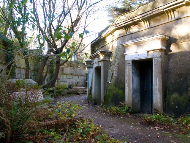 Tombs at Highgate Cemetery in London