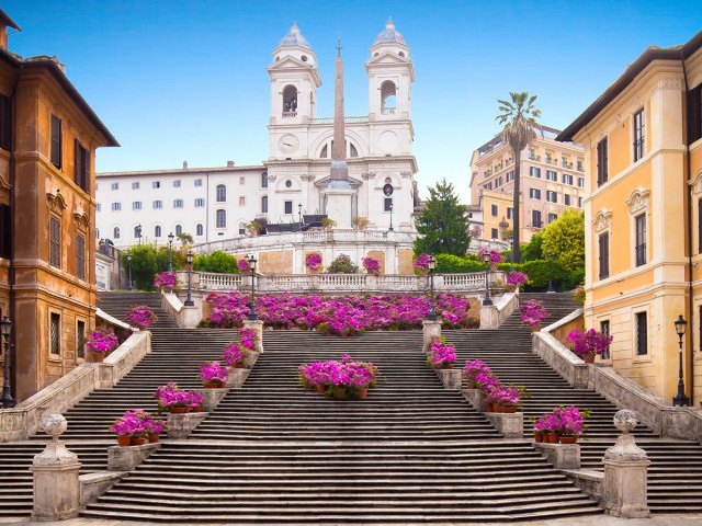 Spanish Steps in Rome, Italy, decorated with flowers