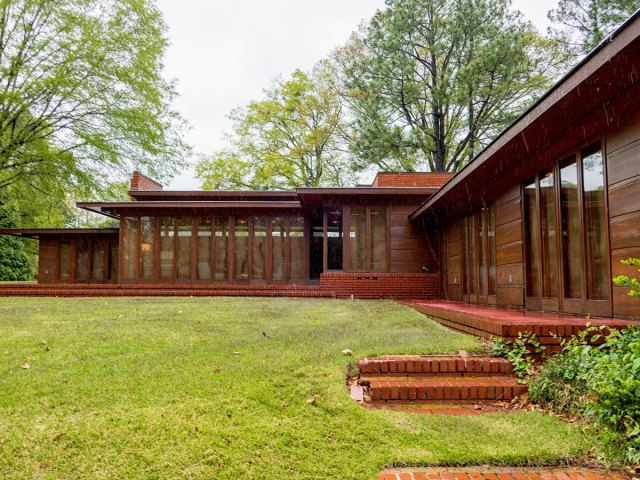 Exterior of the Rosenbaum House, designed by Frank Lloyd Wright, in Florence, Alabama