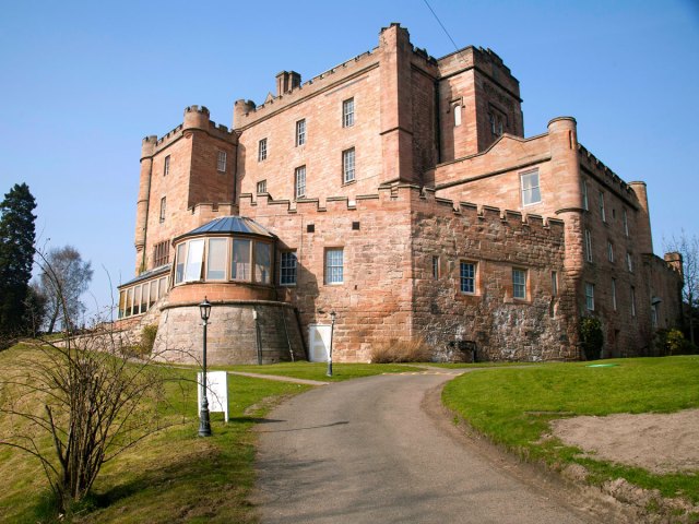 Driveway leading to Dalhousie Castle Hotel in Edinburgh, Scotland