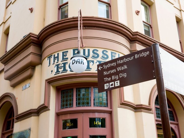 Doors to the Russell Hotel Bar in Sydney, Australia