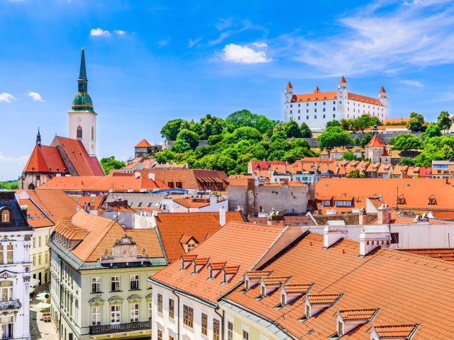 Red-roofed buildings in Bratislava, Slovakia