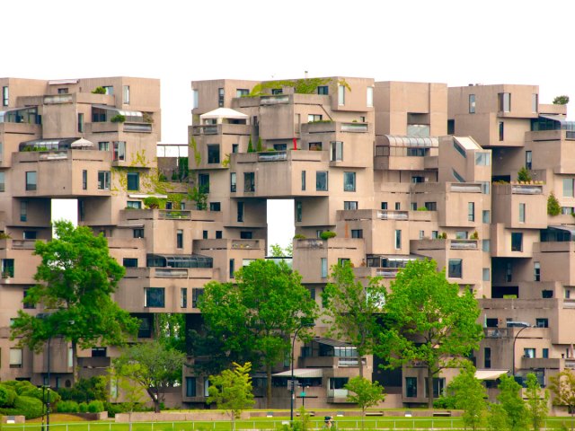 Stack houses of the Habitat 67 complex in Montreal, Canada