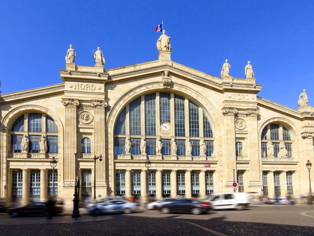 Exterior of Gare du Nord station in Paris, France