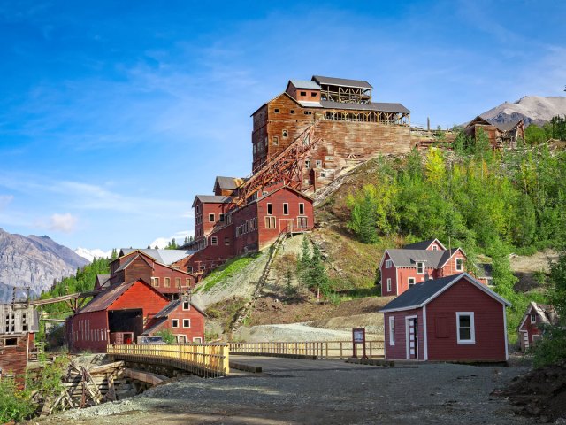 Buildings on hillside in Kennecott, Alaska