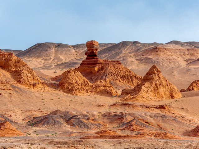 Rock formations in the Gobi Desert of Asia