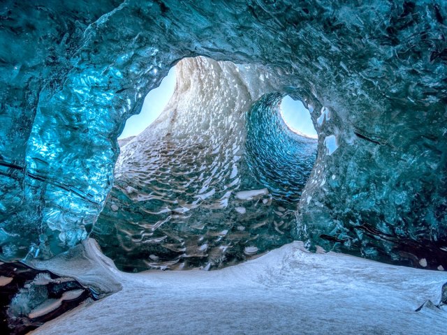 View inside Iceland's Crystal Cave