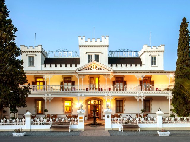 Exterior of the Lord Milner Hotel in Matjiesfontein, South Africa