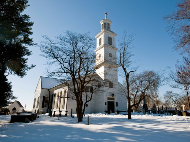 Image of snow-covered St. John's Church in Richmond, Virginia