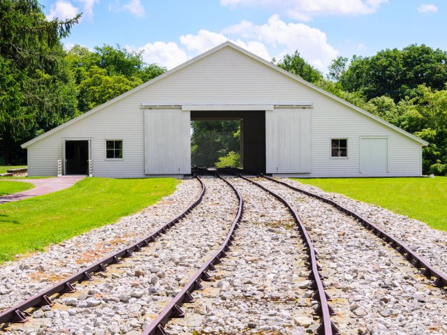Railroad tracks at the Allegheny Portage Railroad National Historic Site in Pennsylvania