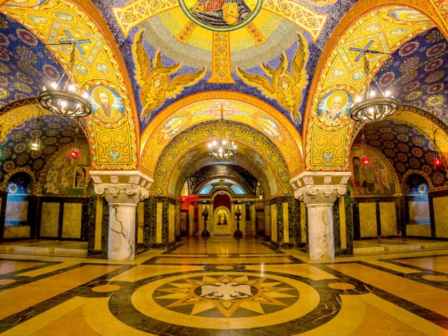 Mosaics inside St. George's Church in Topola, Serbia