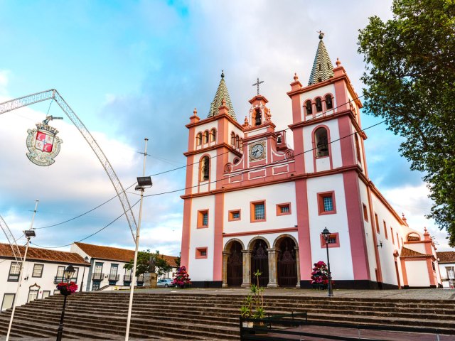 Steps leading to the Cathedral of Angra do Heroismo on Terceira island in the Azores