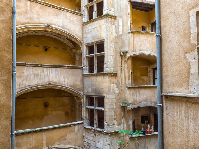View of the Traboules passageways in Lyon, France