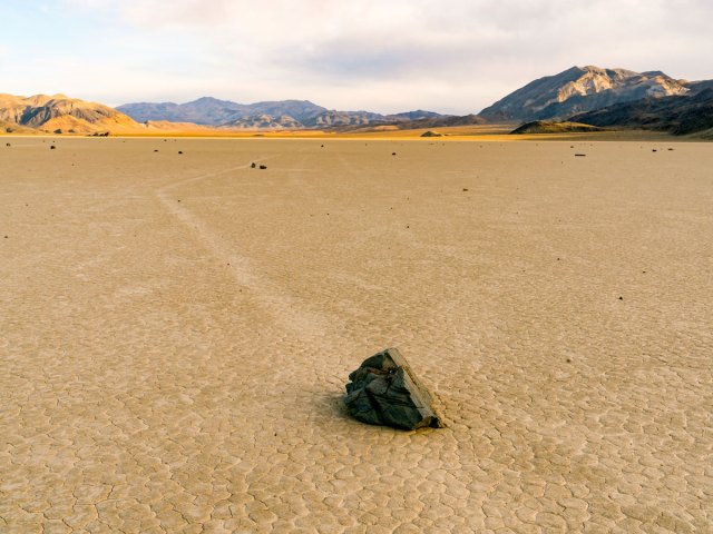 Sailing stones in Death Valley, California