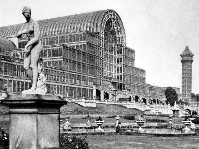 Historical image of the former Crystal Palace in London, England
