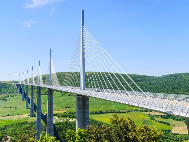 Overview of the Millau Viaduct in France