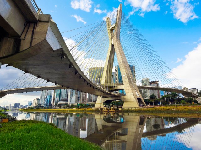 Modern suspension bridge in São Paulo, Brazil