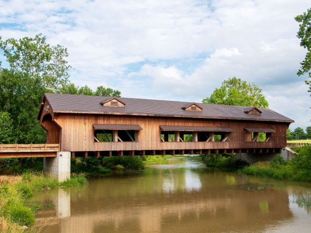 Kings Mill Covered Bridge over the Olentangy River in Marion, Ohio
