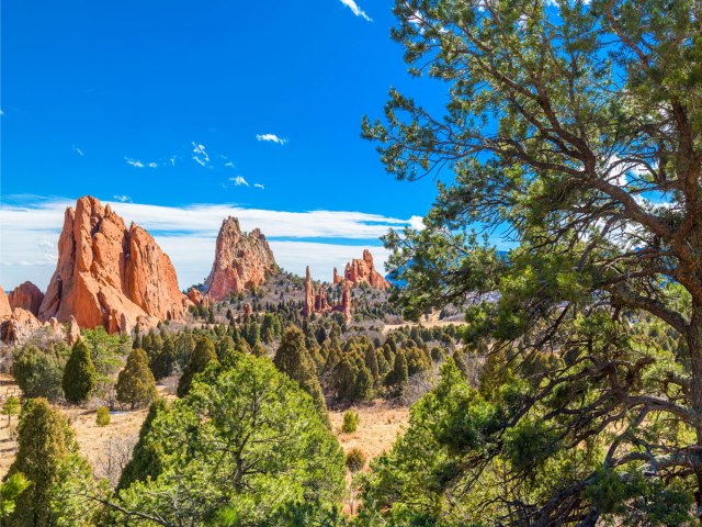 Rock formations in Garden of the Gods in Colorado Springs, Colorado